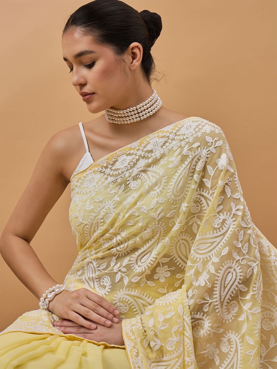Pure Georgette Chikankari Sarees with Intricate Embroidery