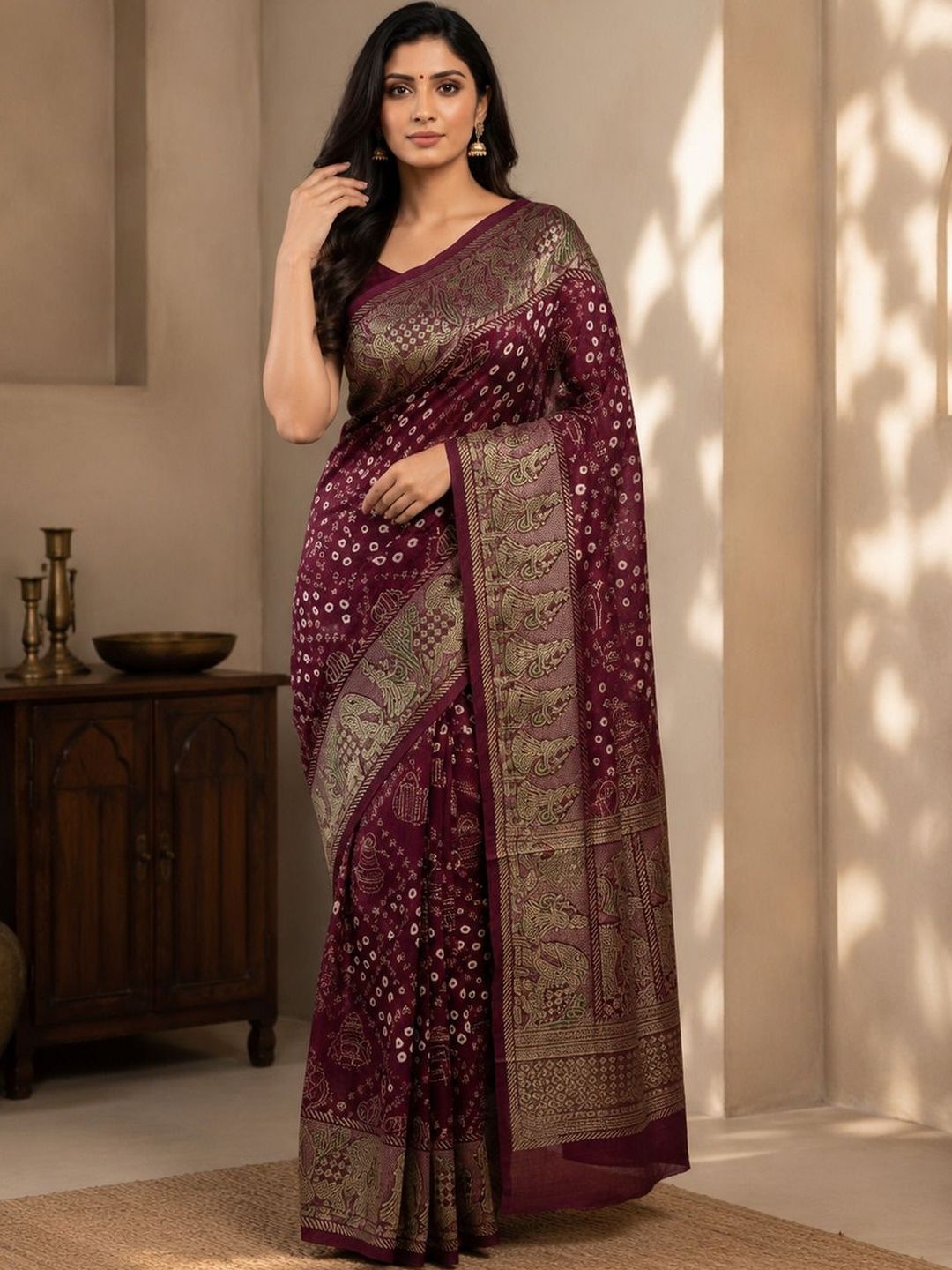 Pure Georgette Designer Bandhani Saree