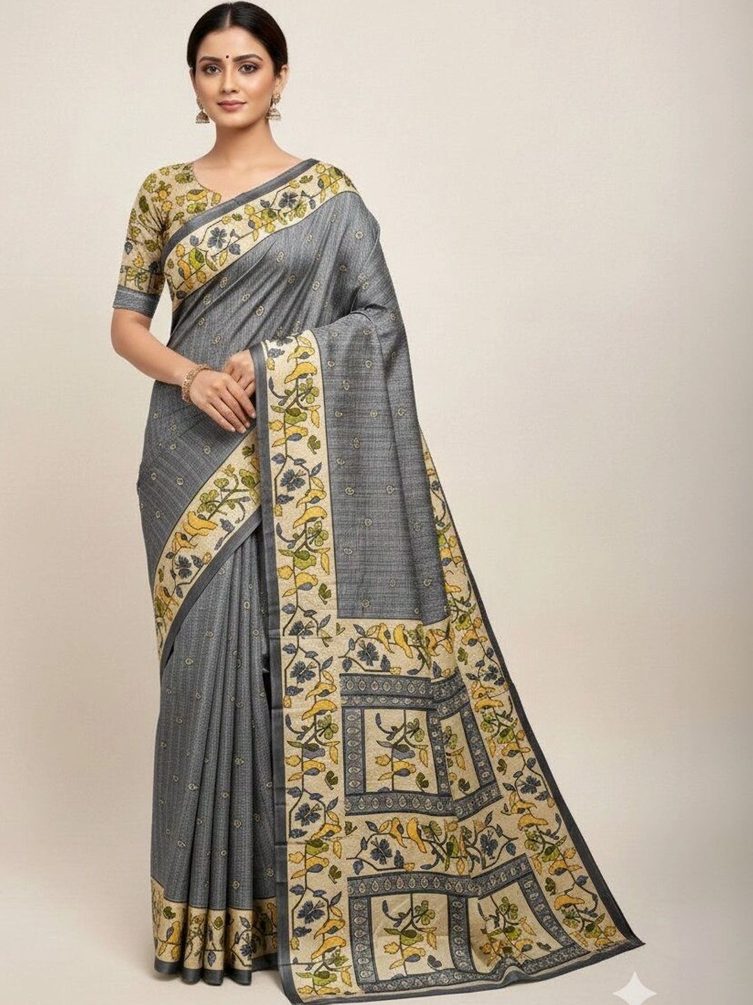 PYB Pure Cotton Block Print Kalamkari Saree