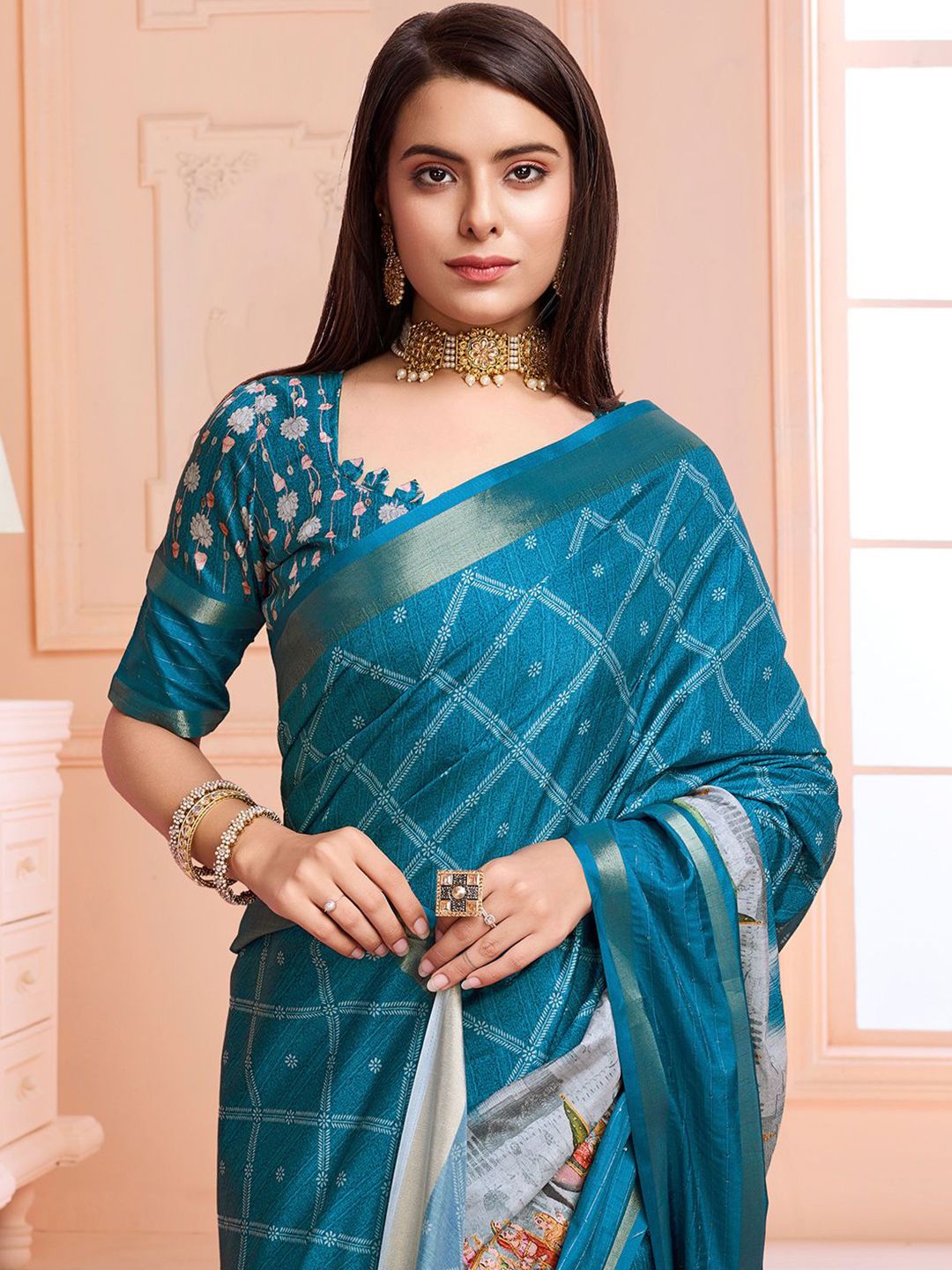 Rekha Maniyar Ready-To-Wear Sequin Kalamkari Saree