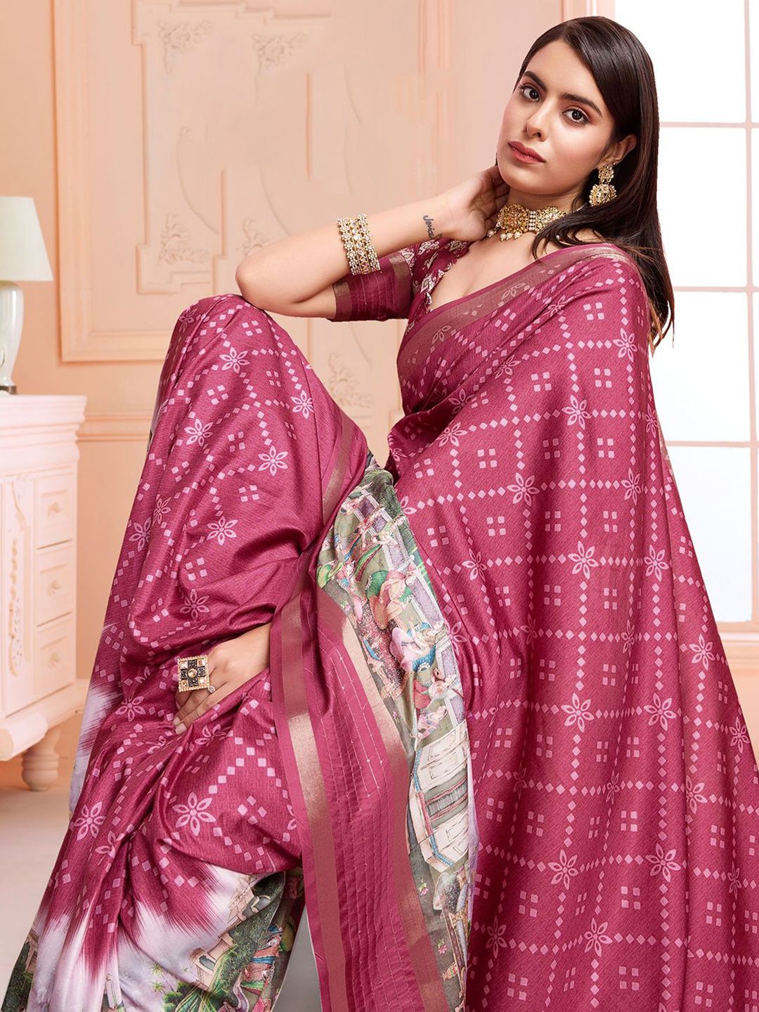 Rekha Maniyar Sequinned Art Silk Ready Saree