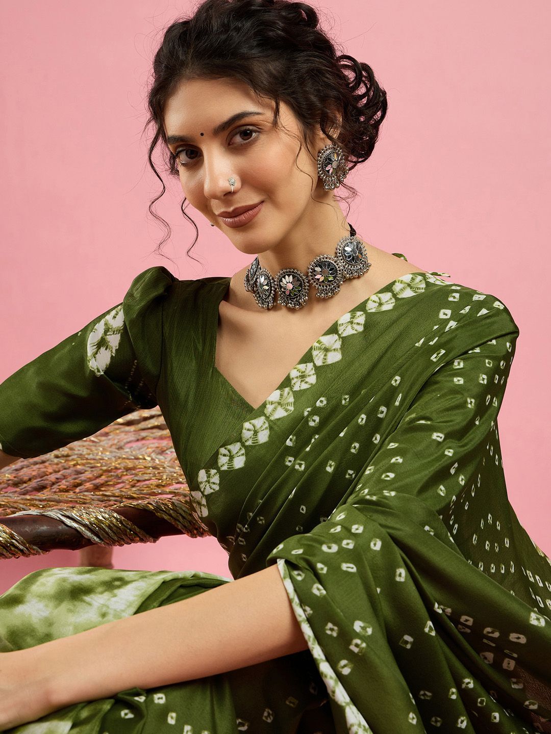 Sangria Printed Bandhani Saree Women