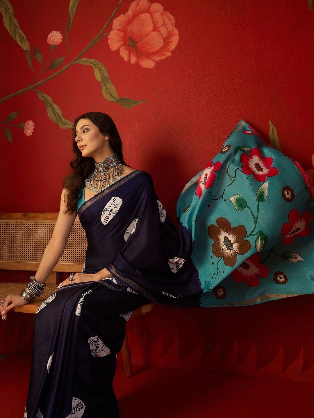 Sangria Silk Cotton Designer Bandhani Saree