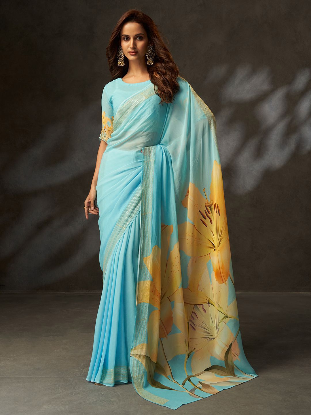 Sarha Floral Georgette Draped Casual Saree For Women