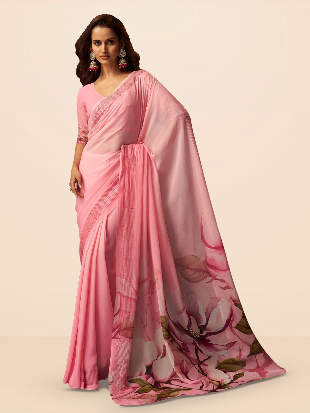 SARHA Pure Georgette Floral Print Casual Saree