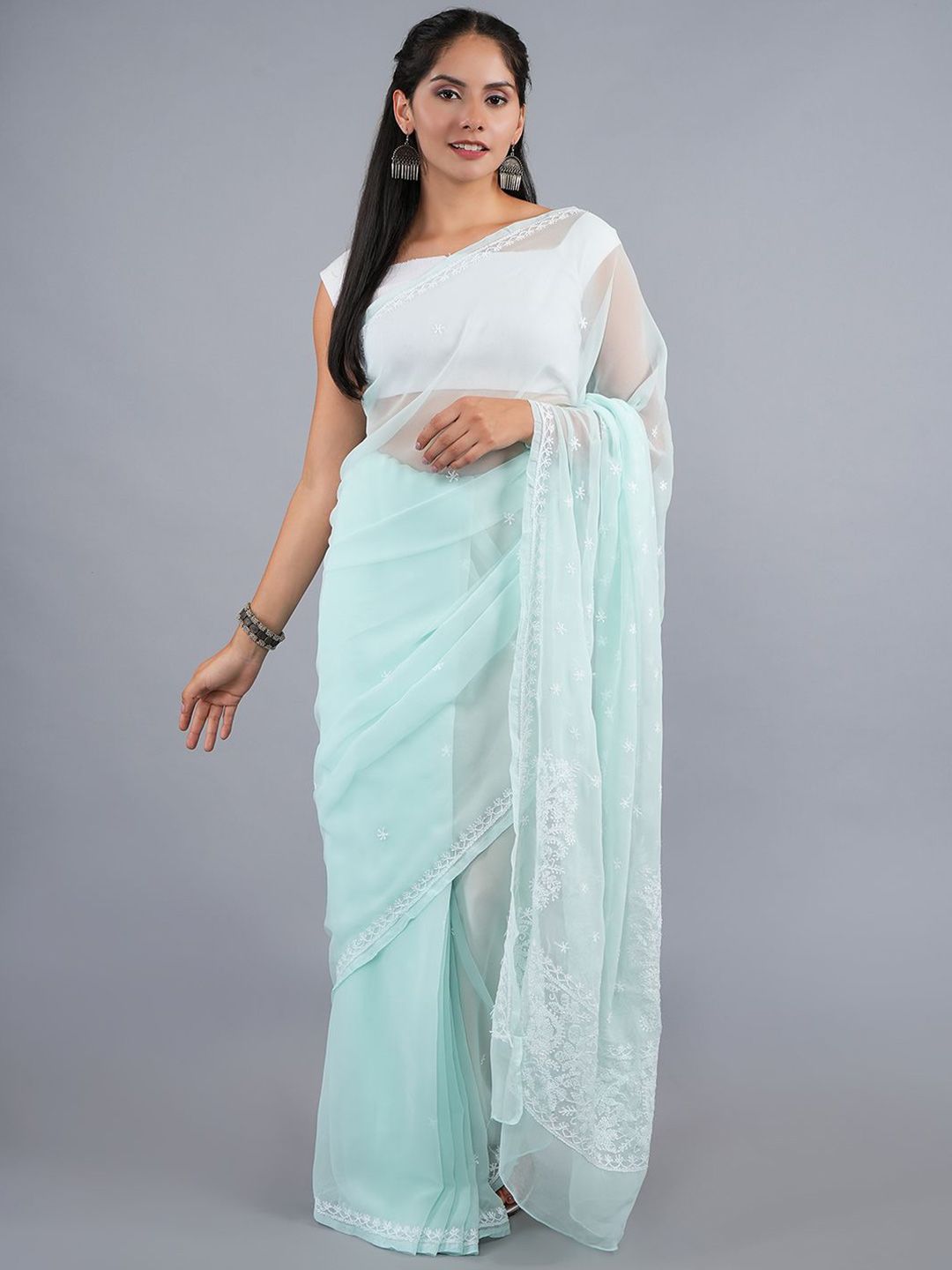 Seva Chikan Ethnic Motifs Chikankari Sarees