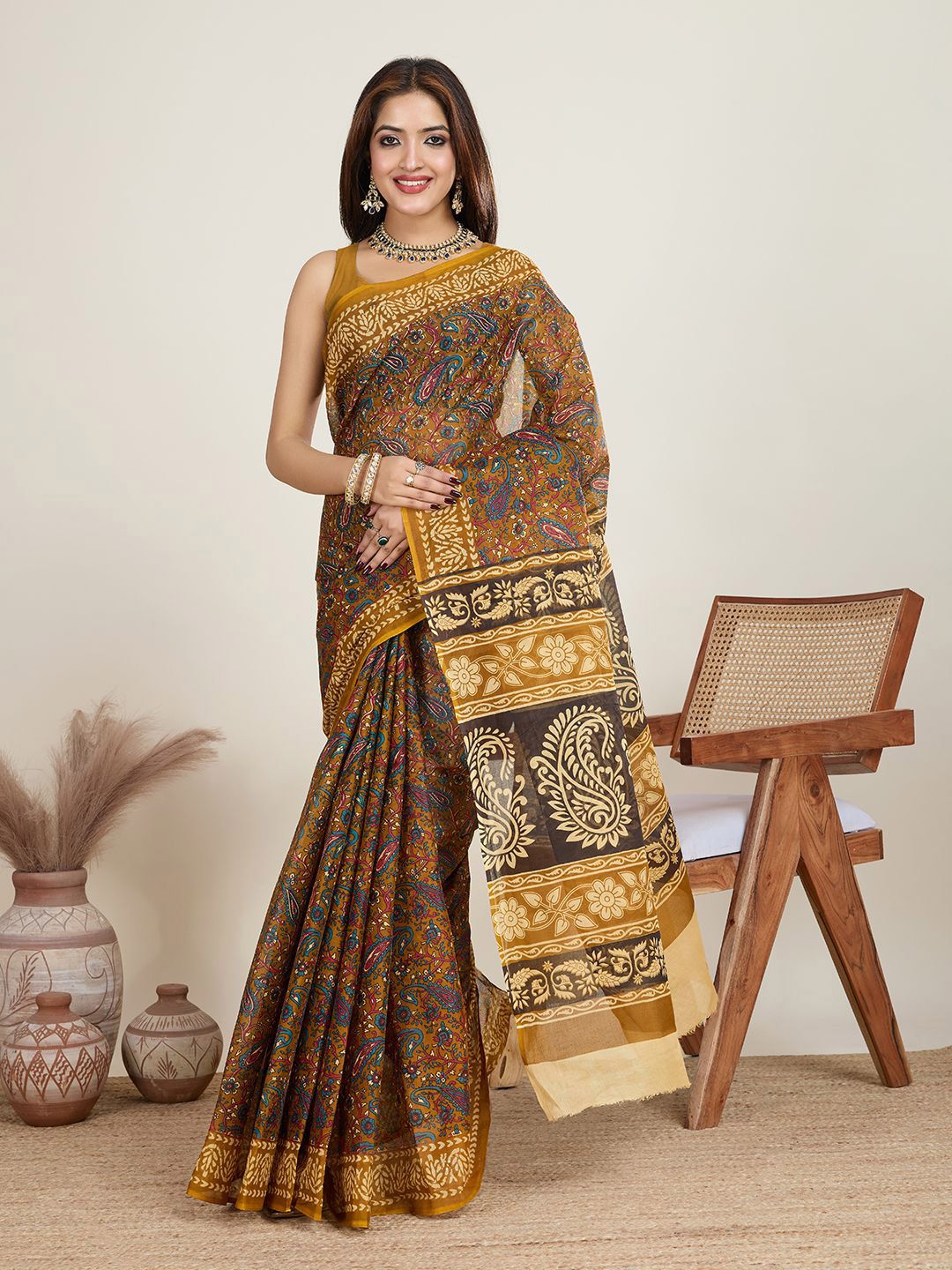 SHANVIKA Pure Cotton Kalamkari Saree