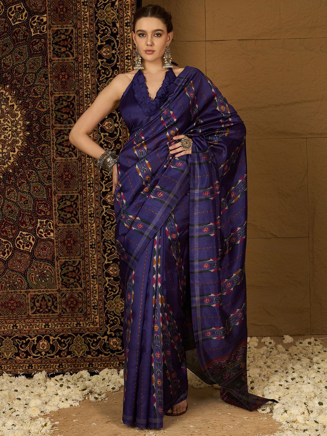 Silk Blend Designer Ikat Sarees