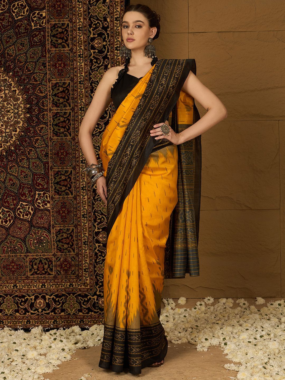 Silk Blend Ikat Sarees for Women