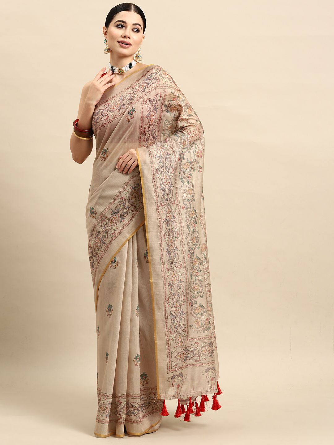 Silk Land Chanderi Cotton Kalamkari Saree
