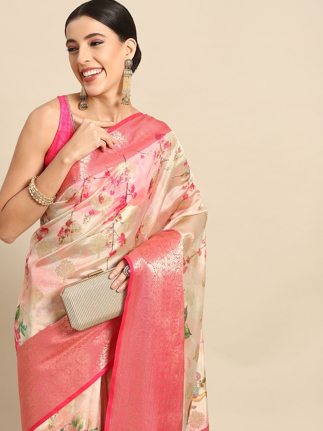 Silk Land Chanderi Digital Print Kalamkari Silk Saree