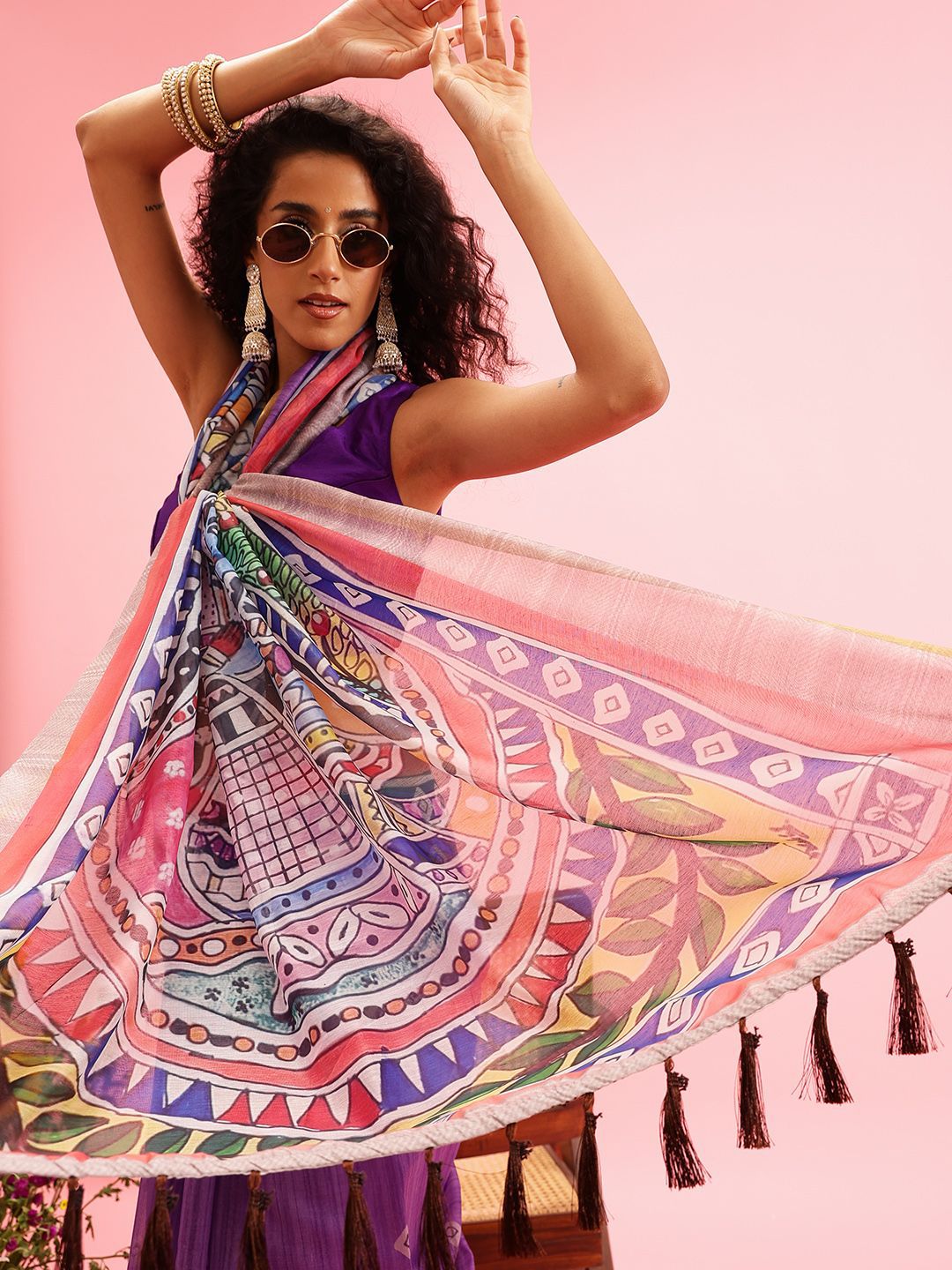 Silk Land Digital Print Cotton Kalamkari Saree