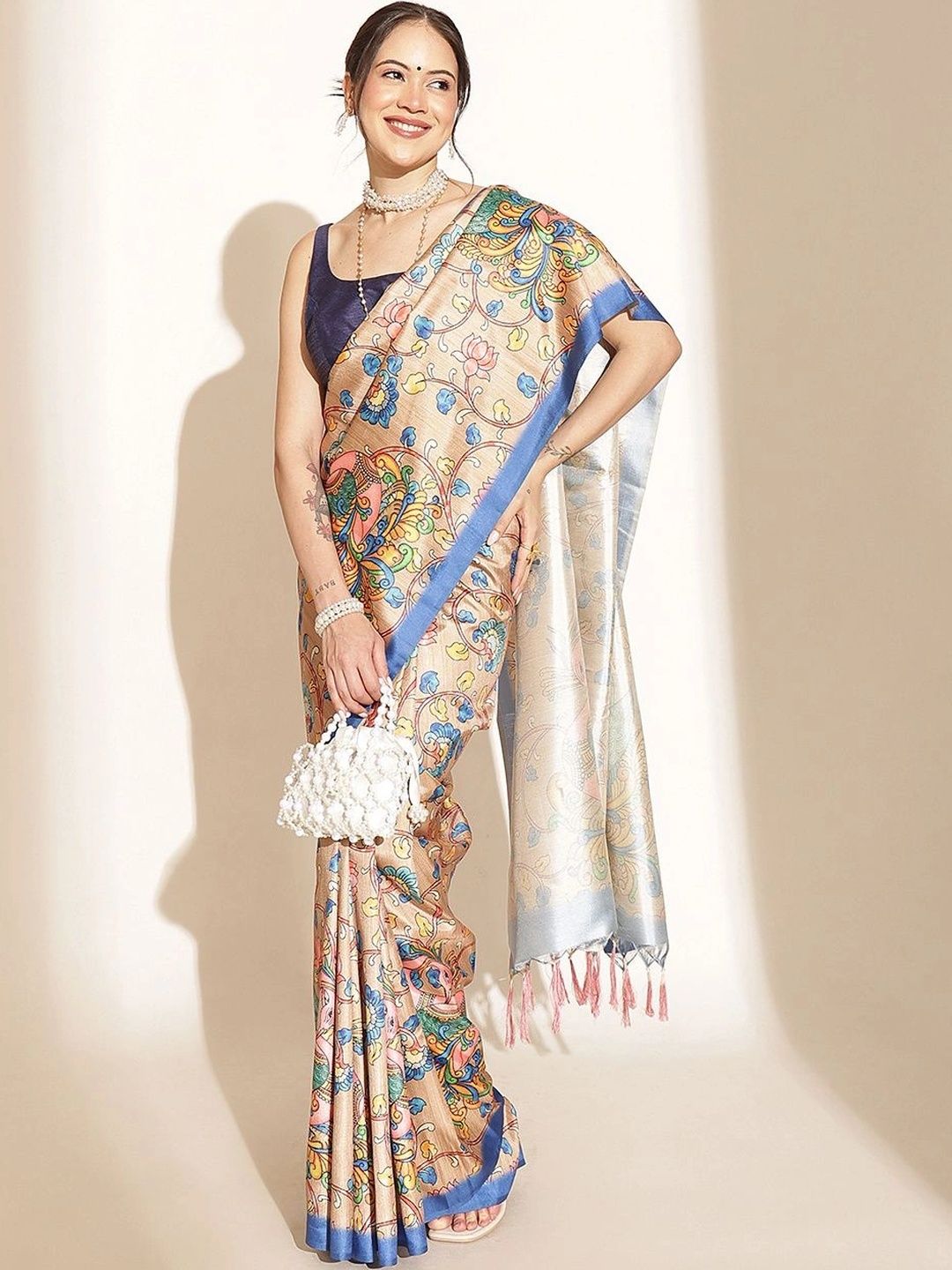 Silk Land Fusion Banarasi Kalamkari Saree