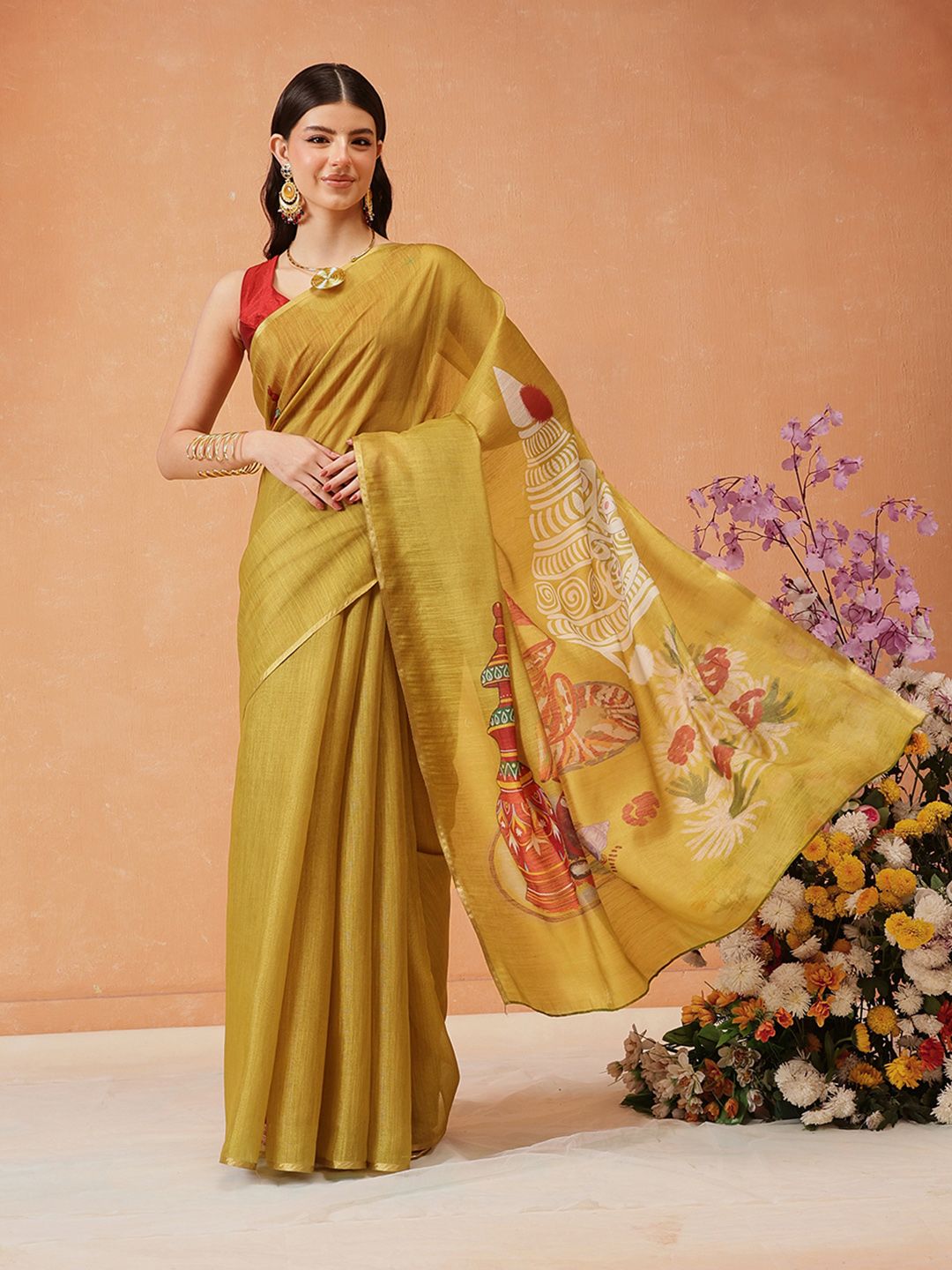 Silk Land Kalamkari Chanderi Cotton Saree