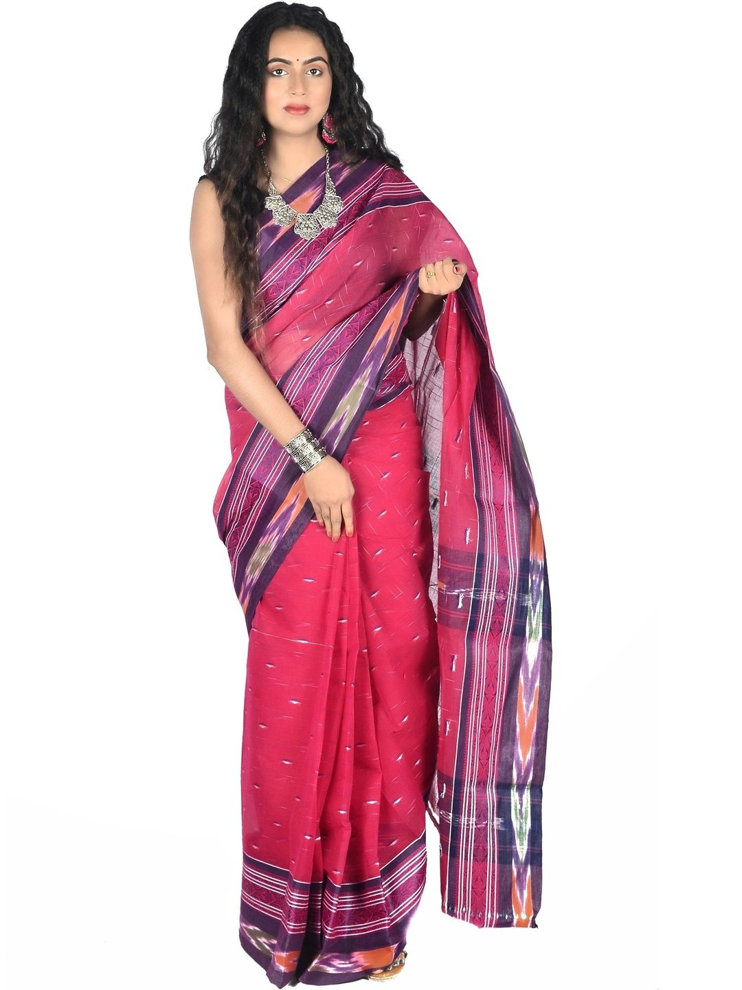SLAGHA Pure Cotton Ikat Kalamkari Saree
