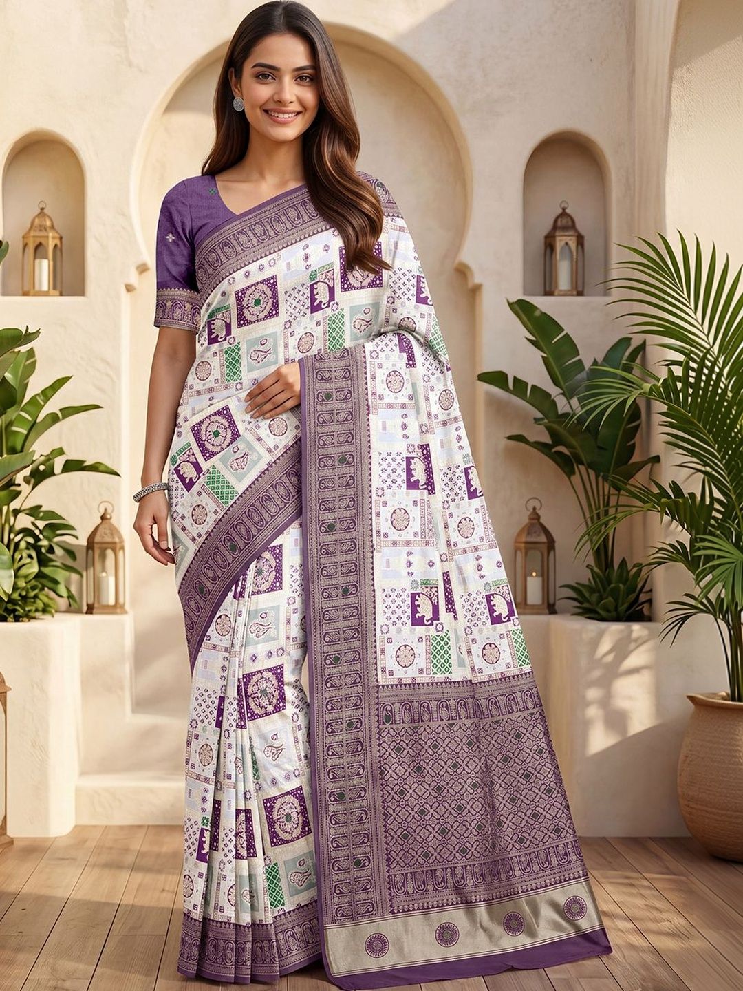 SOHINI NX Patola Style Zari Art Silk Kalamkari Saree