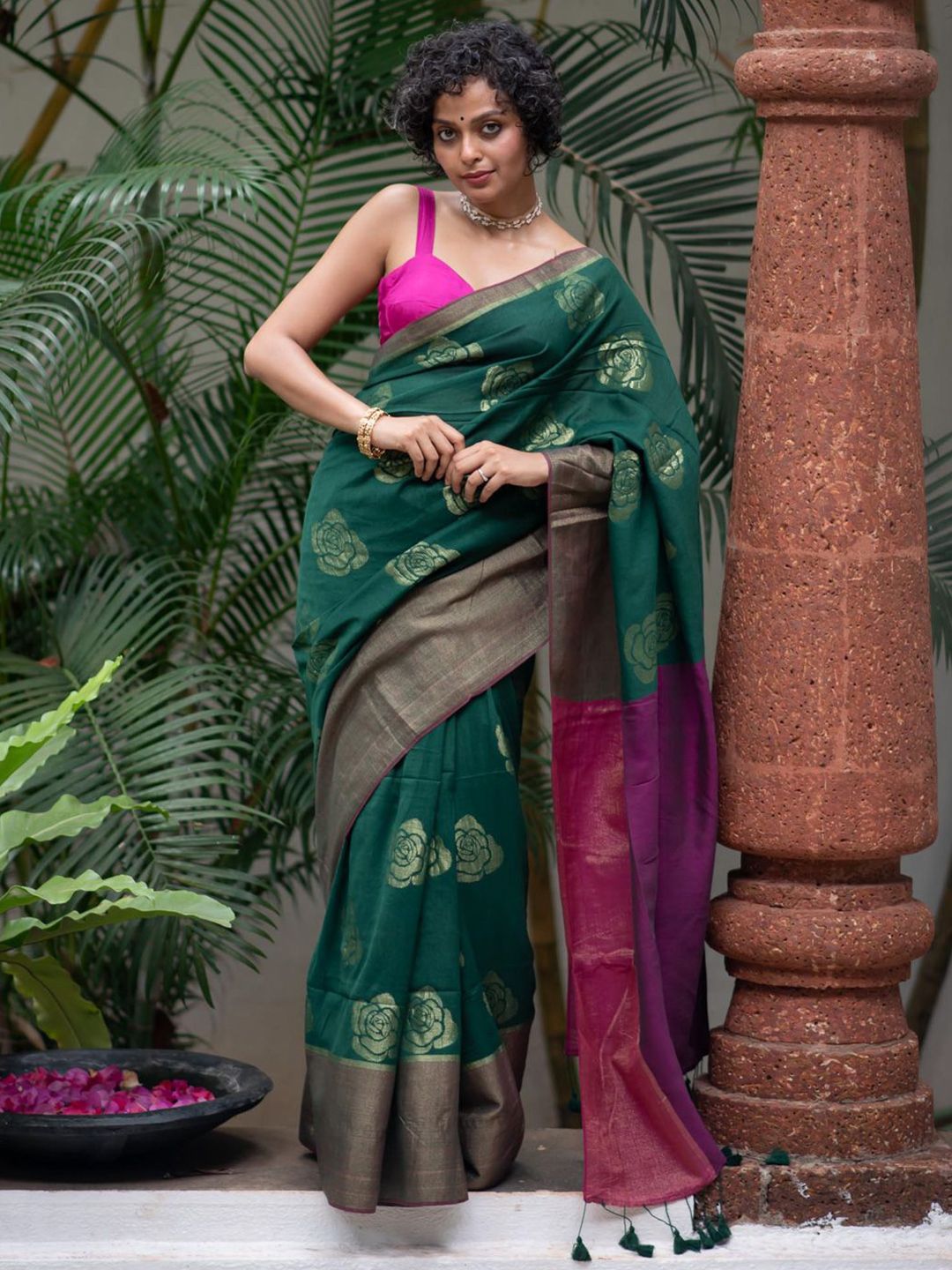 Suta Floral Printed Pure Cotton Ikat Sarees