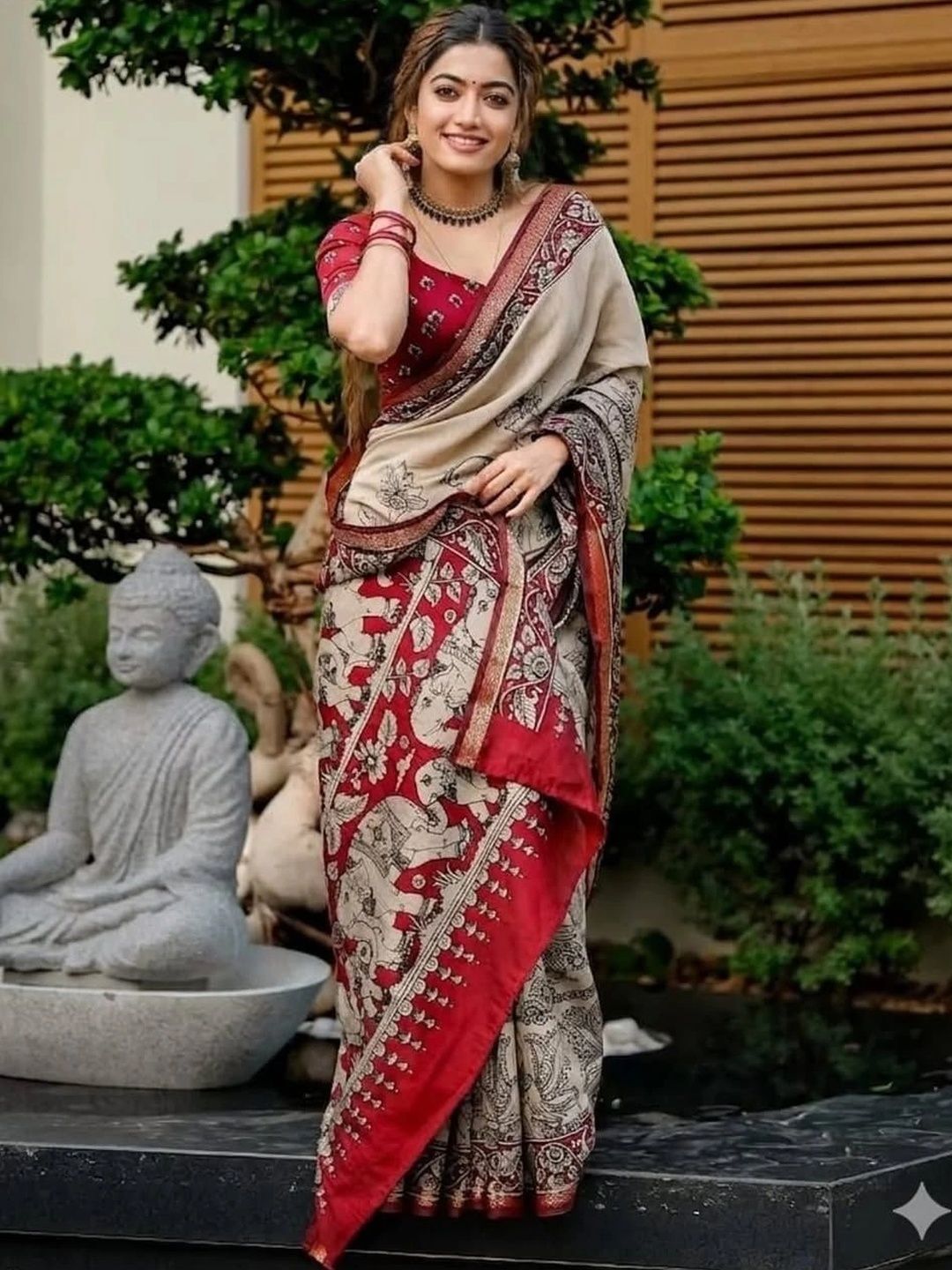 Sutrani Silk Cotton Kalamkari Maheshwari Saree