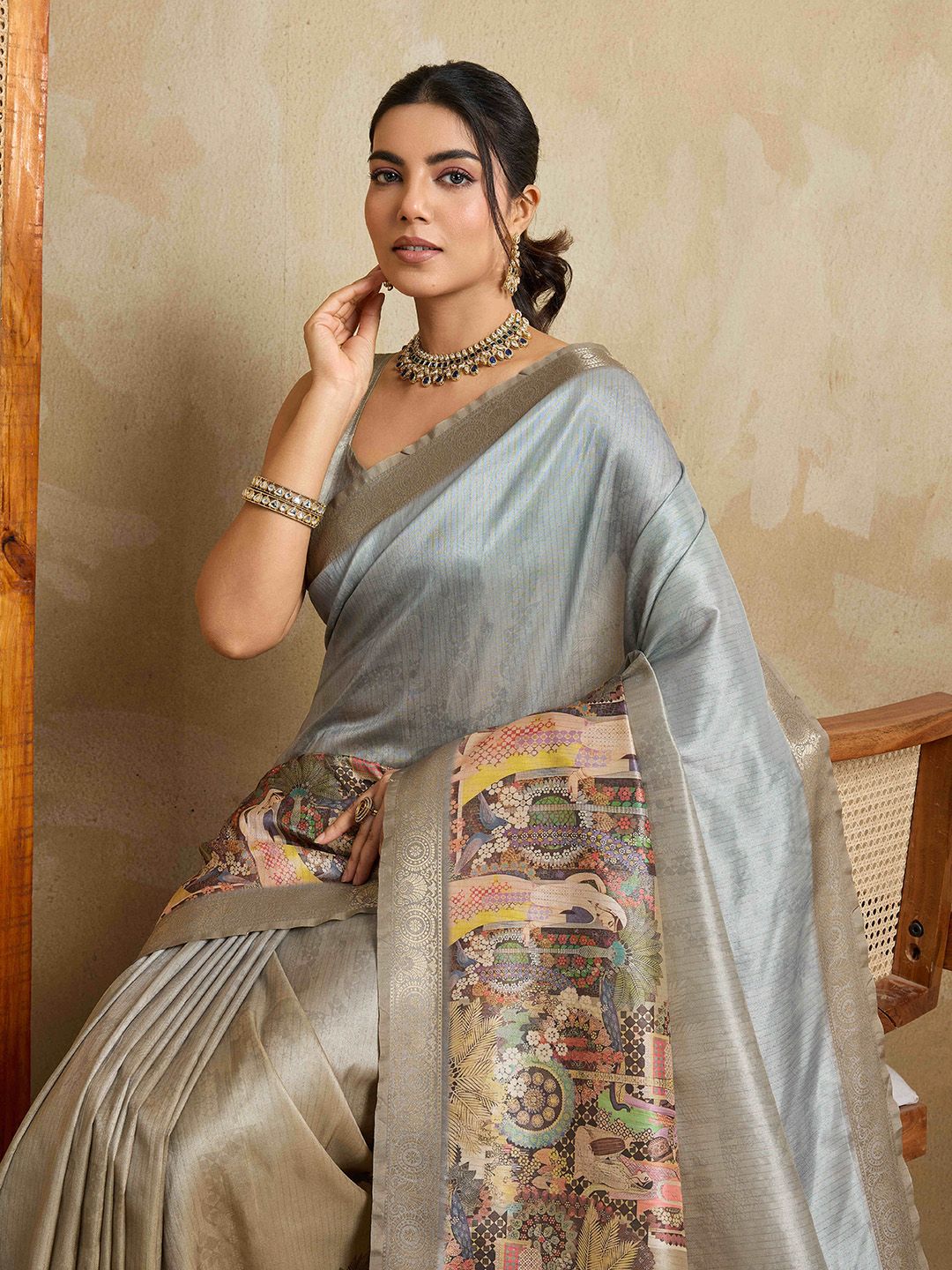 TASRIKA Zari Silk Kalamkari Saree