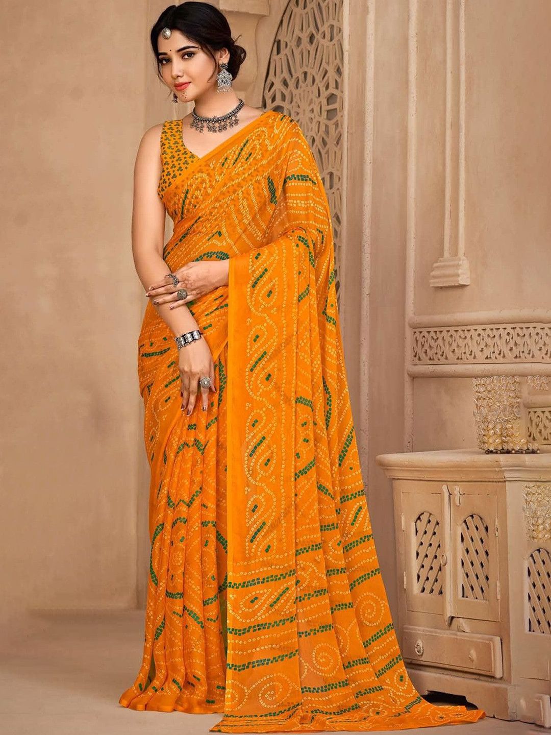The Fashion Attire Bandhani Printed Saree Women