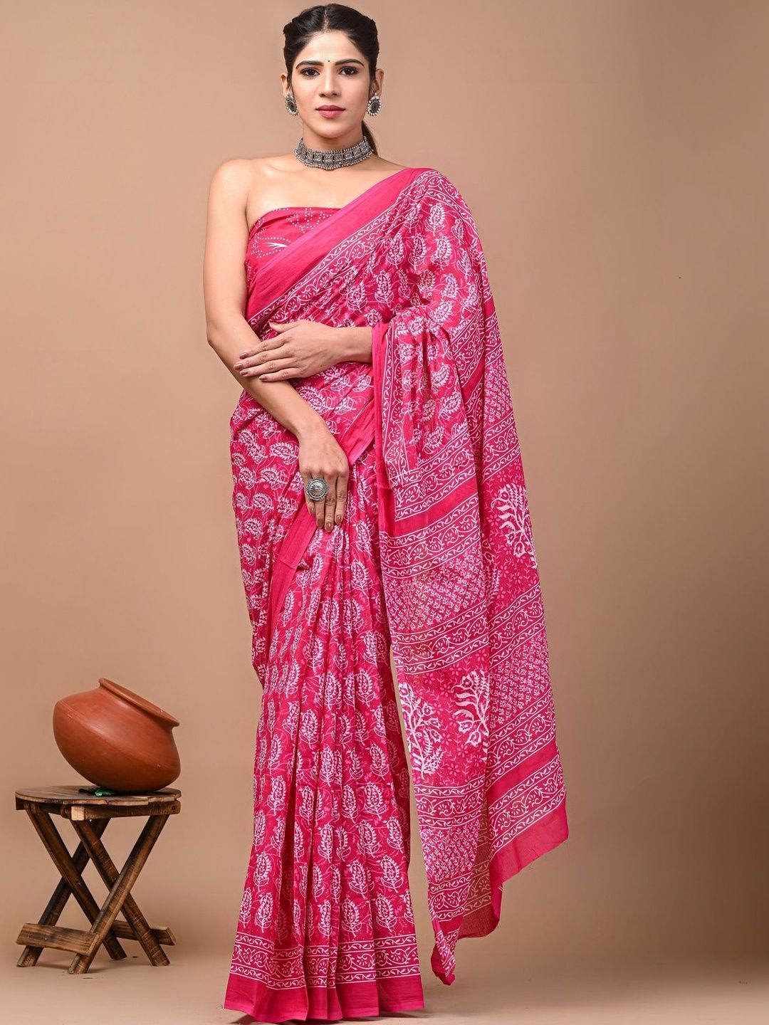 Traditional Motifs Pure Cotton Ikat Sarees
