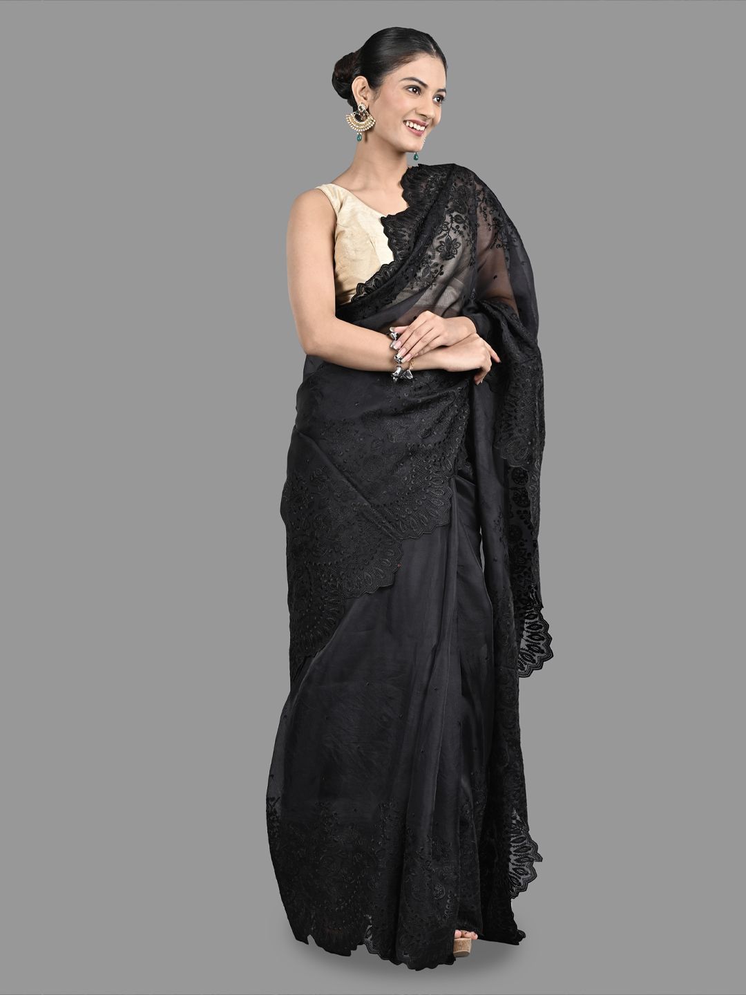 Zal From Benaras Organza Chikankari Sarees