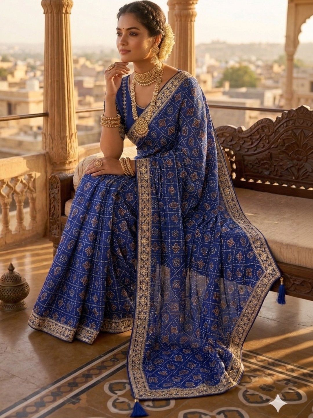 Zari Art Silk Designer Bandhani Saree Women
